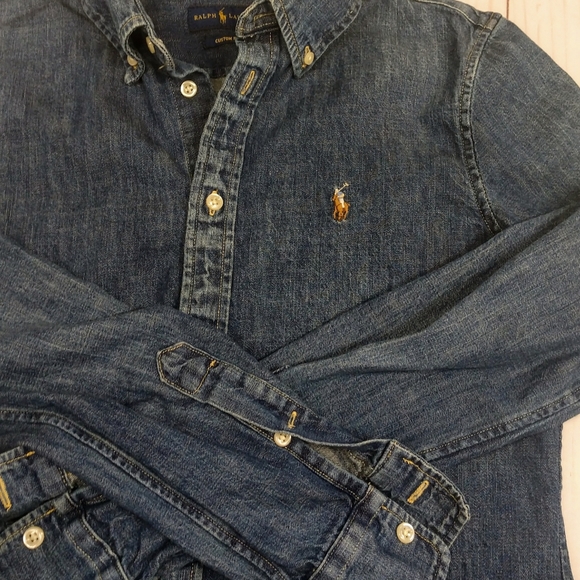 SOLD Ralph Lauren fitted denim shirt women's small - Picture 10 of 14